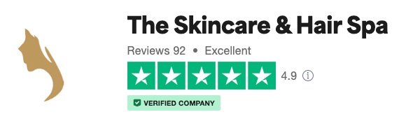 The Skincare & Hair Spa has a Trustpilot rating of 4.9 out of 5. (Dec 2022)